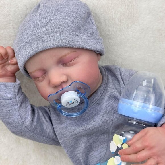 ❤️ Sleeping Boy Baby Doll-19 inch Lifelike Full Body Silicone Vinyl Reborn Baby - Picture 7 of 7
